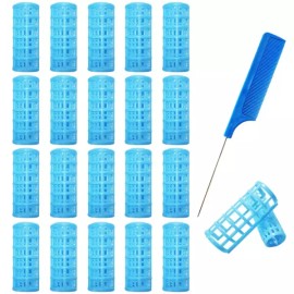 Ulifebetter 20팩 스냅 헤어 롤러 플라스틱 세트 0.98인치/2.5cm 무열 스냅온 DIY 스타일링을 위한 셀프 [Blue] Ulifebetter 20-Pack Snap Hair Roller Plastic Set 0.98-inch/2.5cm No-Heat Snap-On DIY Styling Self [Blue]
