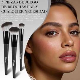 START MAKERS Brochas de Maquillaje, Set de 3 Brochas para Base, Contorno y Corrector, Herramientas Angulares para Rostro, para Maquillaje Líquido, en 