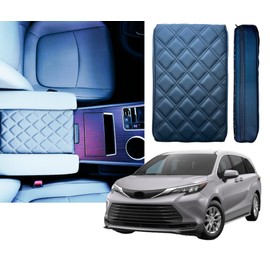 EMZ Leather Center Console Armrest Cushion Pad Accessories for Toyota Sienna 2021 2022 2023 2024 2025 (Black)