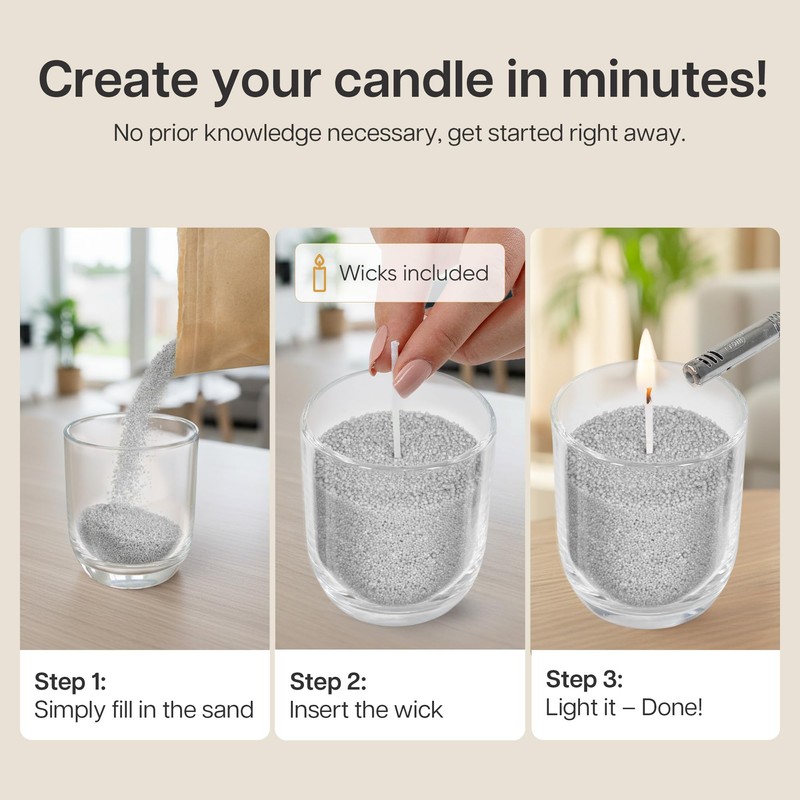 comforder Unscented Candle Sand with Wicks, Pearled Candle, Wax Granules,