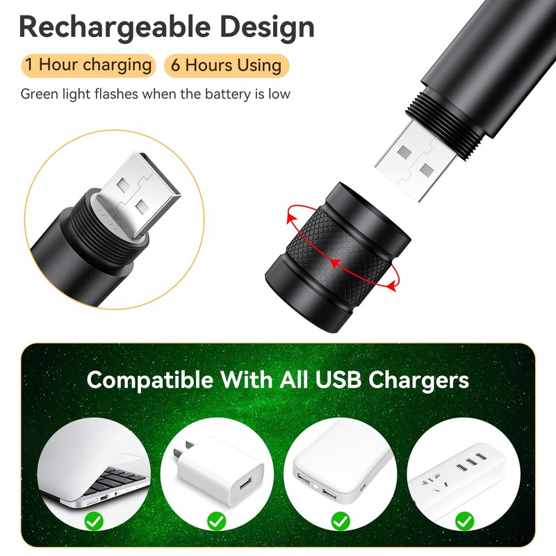 MIPREZT [Professional] Rechargeable Green Line Light Flashlight Long Distance Range