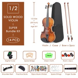 Oneder Premium 4/4 Violin Set for Adults Performance - Full Size Vintage Fiddle for Beginners with Hard Case, Bow, Shoulder Rest, Rosin, Tuner, Extra Bridge Strings