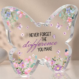 Blumuze Thank You Gifts for Women, Butterfly Acrylic Sign Teacher Gifts, Leaving Gifts for Colleagues, Employee, Coworker Going Away Appreciation Retirement Gifts, Never Forget The Difference You Make