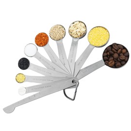 Nstezrne Measuring Spoons Set, 18/8 Stainless Steel Measuring Spoon for Kitchen and Baking Measure Spoon Set of 9 with Leveler