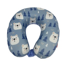 Bookishbunny Kids Size Memory Foam Neck Head Support Pillow, Traveling Airplane Bus Car Home, Various Colorful Patterns (Bear)