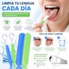 Limpiador de Lengua, 2 de Acero Inoxidable con Estuches (Azul;