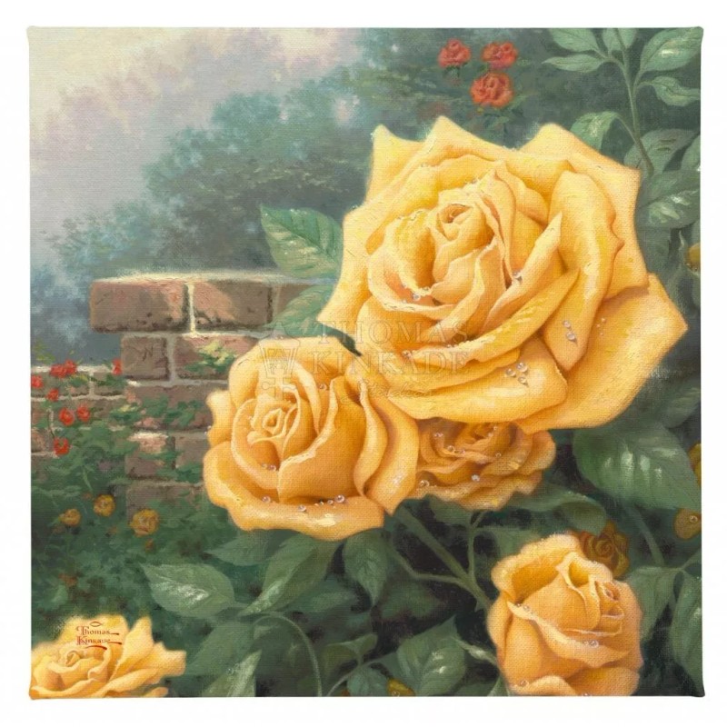 Thomas Kinkade A Perfect Yellow Rose 14 x 14 Wrapped