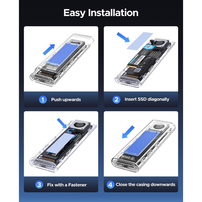 ORICO 40Gbps M.2 NVMe SSD Enclosure with Built-in Cooling Fan,
