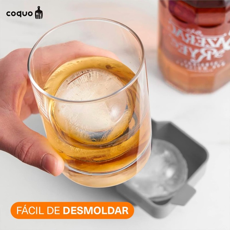 COQUO - Set 2 Charolas de Hielo (Hielo Esférico -