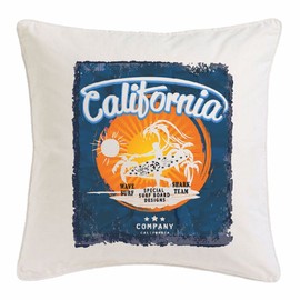 Reifen-Markt Cushion Cover 40 x 40 cm California Surfing Beach Surfboard Longboard Surfing Waves Beginner Shop Microfibre in White