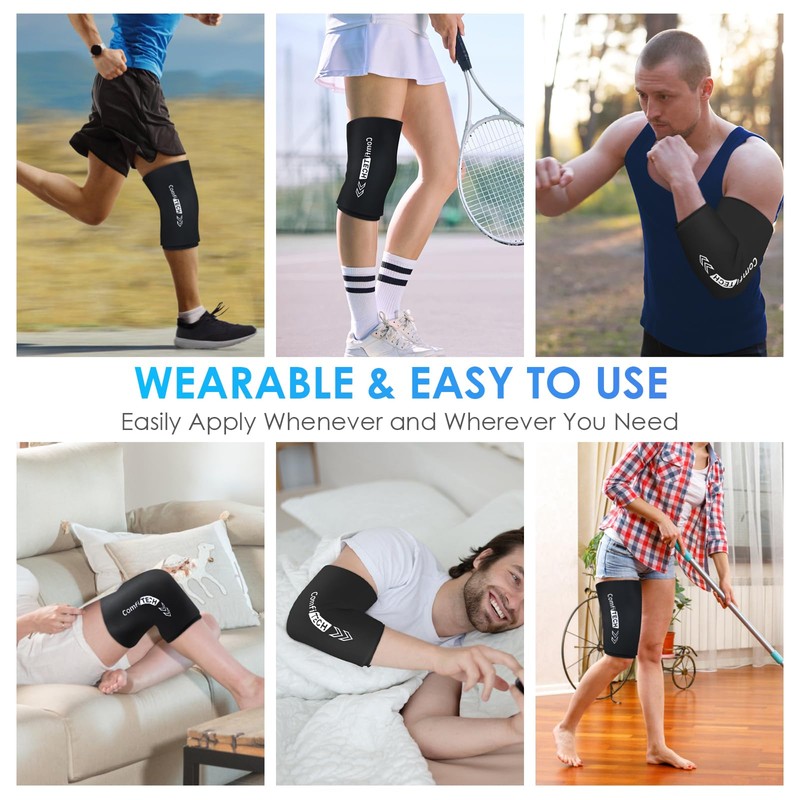 ComfiTECH Large Knee Ice Sleeve for Injuries Compression Sleeve, Flexible