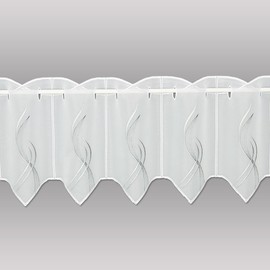 Modern Panel Curtain Samara with Ornamental Embroidery from Plauen Lace White/Grey in 3 Heights (Height x Width 30 x 96 cm)