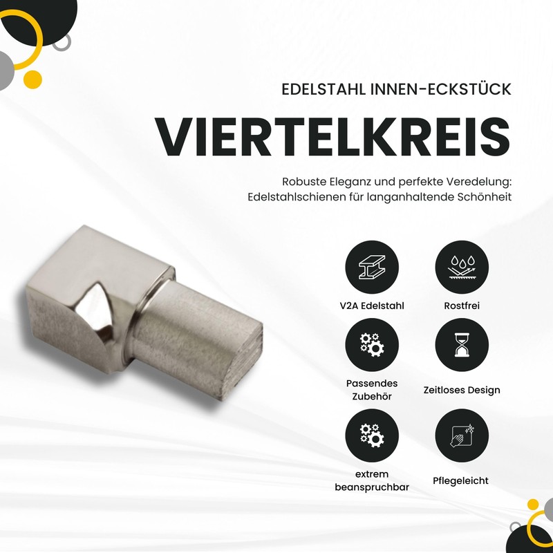 Quarter Circle Rail Profile Tile Bar Stainless Steel V2 A