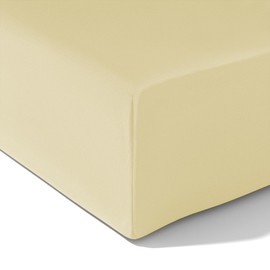 wyewye Double Fitted Sheet, Cream, 135x190 cm with 40 cm Super Deep Pocket, Microfiber Fabric Bed Fitted Sheets, Breathable, Wrinkle-resistant, Non-shrinking, Non-fading