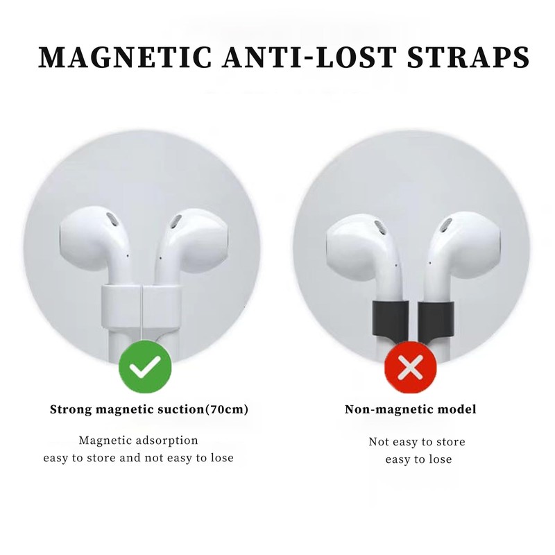 4 Pairs Ear Hooks Wingtip and Magnetic Anti-Lost Straps for