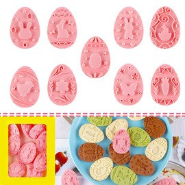BESEK Easter Cookie Cutter Set: 10 Pcs Cookie Cutters for Biscuit Fondant Cheese Baking, 9 Easter patterns Cookie Cutters