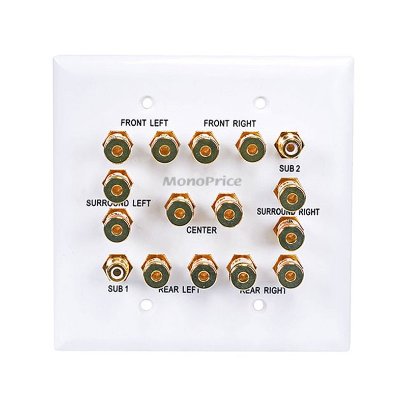 Monoprice 2-Gang 7.2 Surround Sound Distribution Wall Plate - White