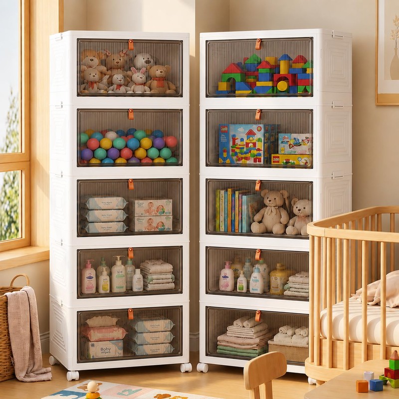 170 Qt Large Storage Bins with Lids, 5 Tier Stackable
