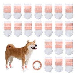 FFWTPY Pack of 20 Disposable Dog Shoes Paw Protection Breathable Dog Shoes Waterproof Outdoor for Small Dogs with Bandage Orange S