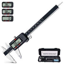 Kynup Digital Vernier Caliper, Caliper Measuring Tool, Outside Micrometer Dial Caliper with Stainless Steel, Large LCD Screen, Auto - Off Feature, Inch Metric Fraction Conversion (6Inch/150mm)