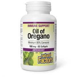 Natural Factors Oil of Oregano 180 mg, 60 Softgels, Minimum 80% Carvacol, Proudly Canadian