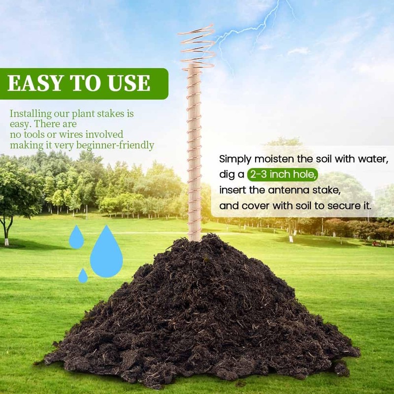 10pcs Electroculture Plant Stakes, 13.5''Available Copper Coil Wire Antennas Garden