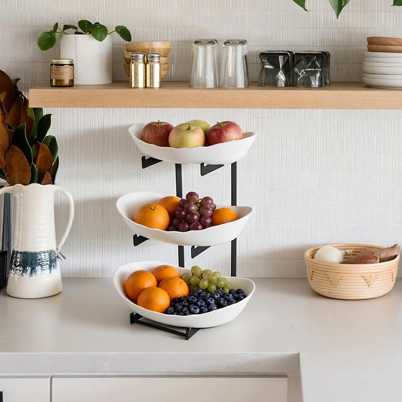 LIBWYS 3-Tier Plastic Fruit Bowl - Multi-Level Fruit Basket with