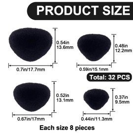 Alpinleux 32 Pcs Safety Noses for Crocheting, Craft Noses, Plastic Doll Noses, Suffed Crochet Noses for Plush Animals, Knitted Animals, Teddy Bear Dolls (Black)