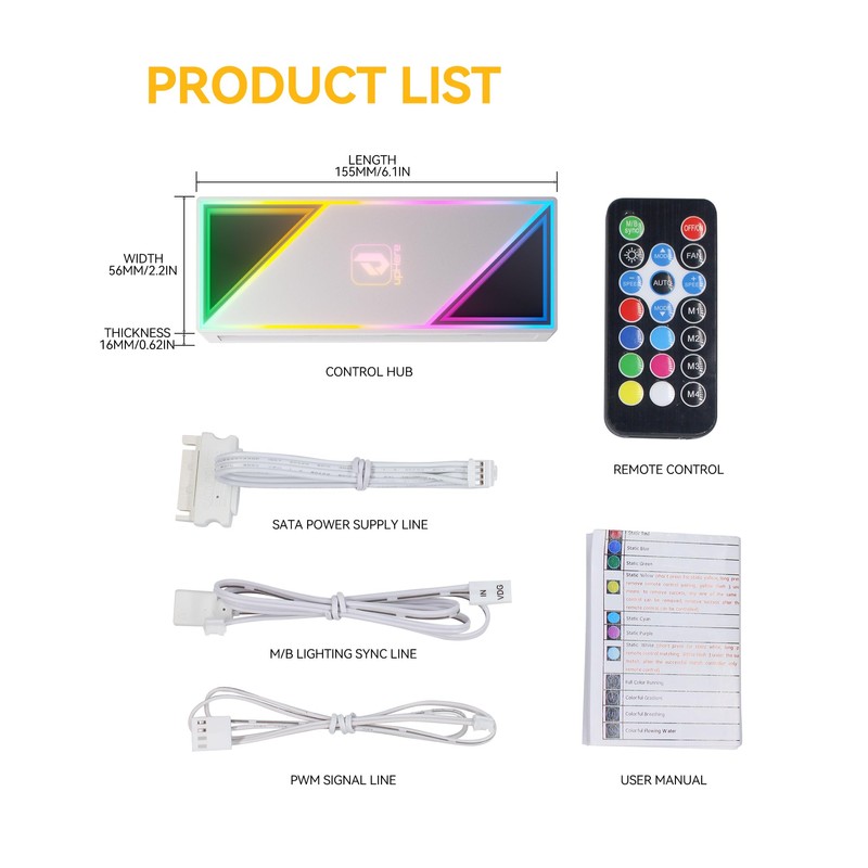 upHere ARGB Controller for PC, 5V 3-Pin PWM Temperature Control,