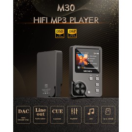 MECHEN M30 HiFi MP3 Player, Lossless DSD High Resolution Digital Audio Music Player, High-Res Portable Audio Player with 64GB Memory Card (Gray)