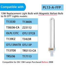 Ignixlite PL13-A-FFP 13W Type A Fluorescent Light Bulb with Magnetic Ballast,Replace for Ottlite Lamps Purchased Before 2008,T13330,5500K Bright Natural Daylight,GX23 Base,2Pack
