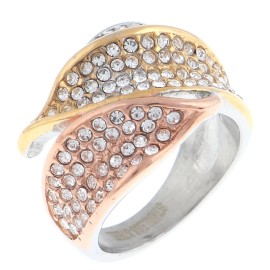 neXxtten Silver Tone Fashion Stainless Steel Ring With Clear Rhinestone KLS060-MIX7