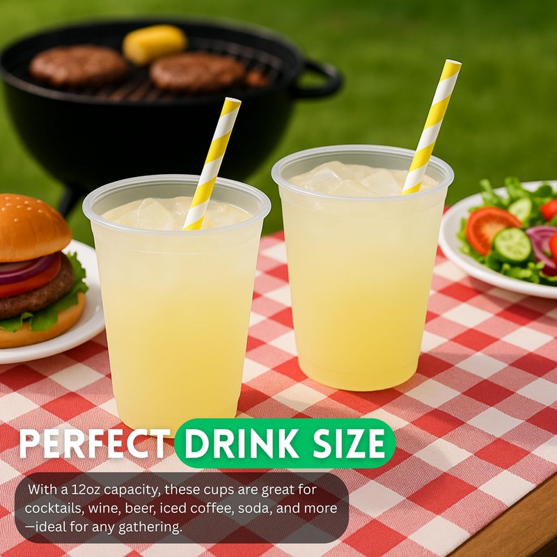 Concession Essentials – 12oz Frost Flex Plastic Cups – Shatterproof