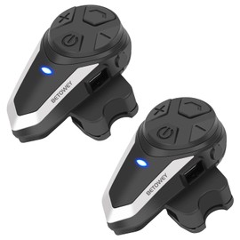 BETOWEY Motorrad Headset Intercom, BT-S3 Freisprechanlage Helm Gegensprechanlage Bluetooth Motorrad Kommunikation mit Radio (Doppel Set, Silber)