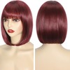 Short Bob Wig with Bangs, Synthetic Straight Hair Wigs for