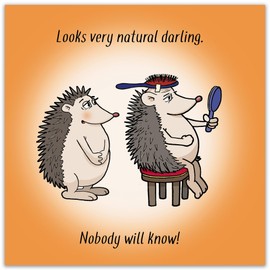 Twizler Lustige Karte mit Glatzen Igel - Blanko Karte - Happy Birthday Karte - Humor Karte - Vatertagskarte - Valentinstagskarte - Jubiläumskarte - Karte zum Einzug - Karte zum Ruhestand