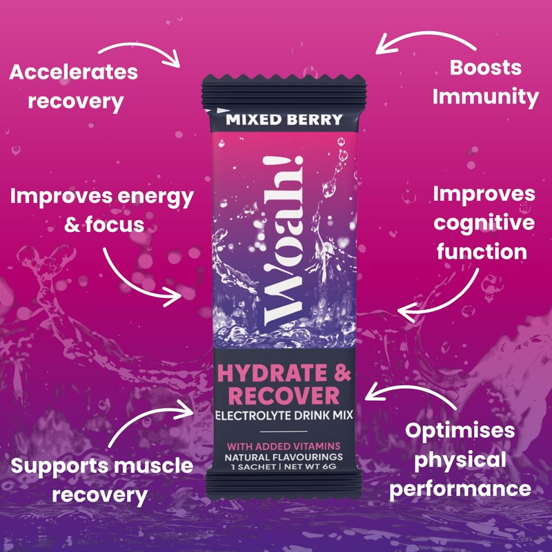 Woah! Electrolyte Powder Sachets. Hydration Sachets with Vitamins C,D,B6,B12 and