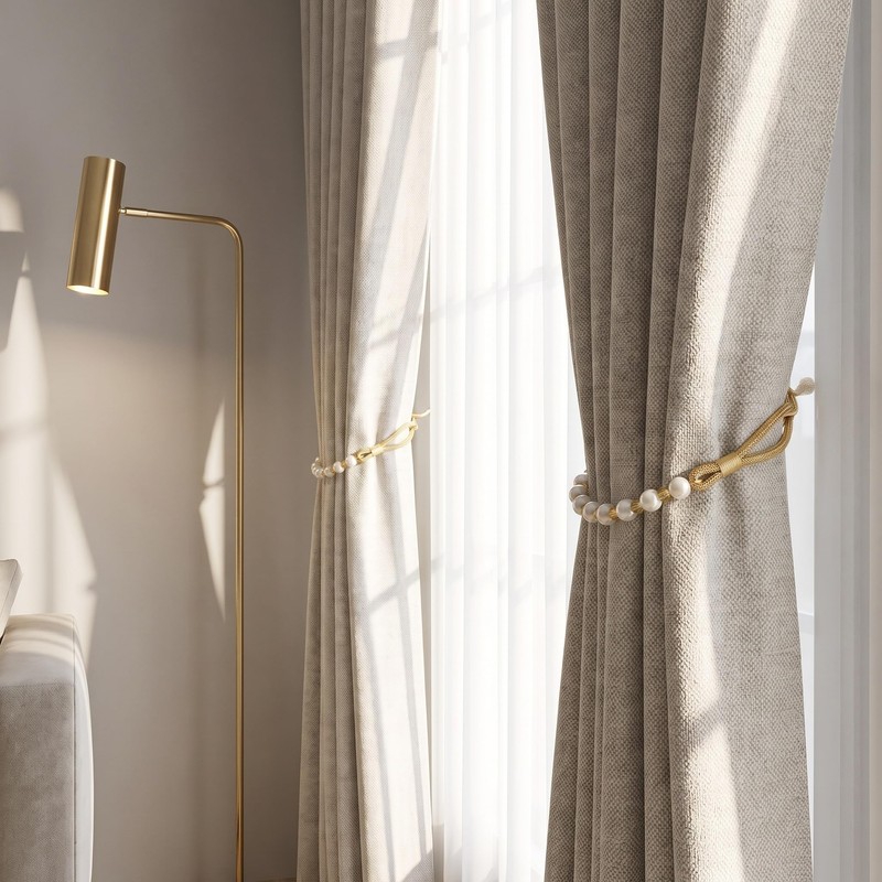 Nerciony Set of 2 Pearl Curtain Tie Backs, 19.7 Inch