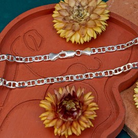 Tuscany Silver Unisex Sterling Silver 5.8 mm Flat Rambo Chain Necklace of Length 51 cm/20 Inch