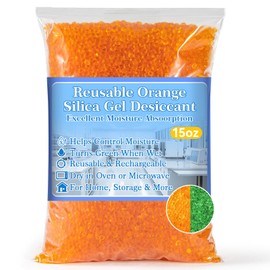 RAINFLOW Orange Desiccant Beads Reusable - 450G Indicating Silica Desiccant,Silica Gel Desiccant Beads for Drying,Silicone Reusable Dehumidifier for Documents,Painting,Camera,Electronic,Jewelry