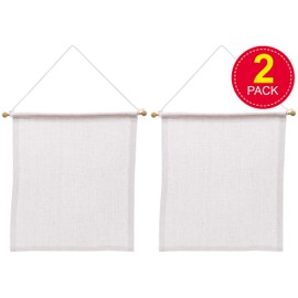 Baker Ross White Canvas Hanging Banner (Pack of 2) - Kids DIY Craft Decoration