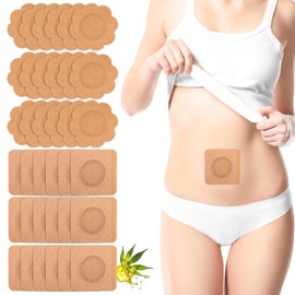 COMNICO 300Pcs Castor Oil Pack Wrap for Belly Button, 2.75 x 2.75 inches Disposable Self-Adhesive Organic Cotton Pads Highly Absorbent Patches Anti Leak(Oil Not Included)