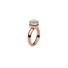Qudo Firenze White Topaz Rose Gold Coloured Ring with White Stone, Stainless Steel