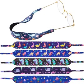 6 Pcs Kids Eyeglass Strap Kid Eyewear Retainer Neoprene Sunglasses Holder Lanyard Retainer No Tail Adjustable Glass Retainers for Boy Girl Sports Dinosaur Animal Floating Sunglass Lanyard for Children
