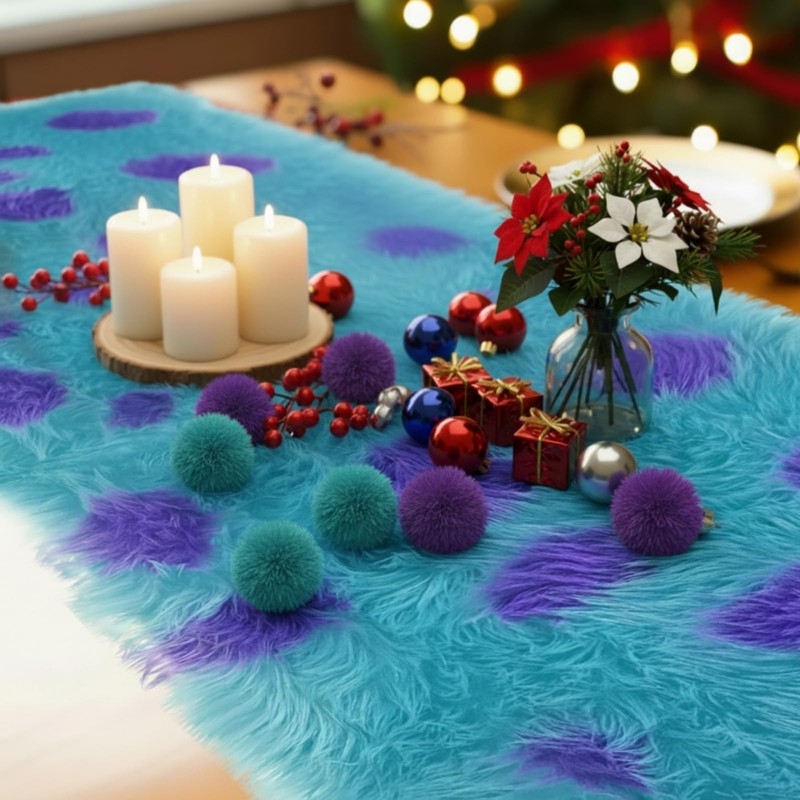 1 Pcs Monster Party Table Runner Furry Monster Design Runner