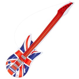 WIDMANN 23947 - Inflatable U.K. Guitar With Strap, Adult Unisex, Length 105 cm, United Kingdom, English, Rockstar, Pop Star, Punk, Musicians, Carnival, Theme Parties