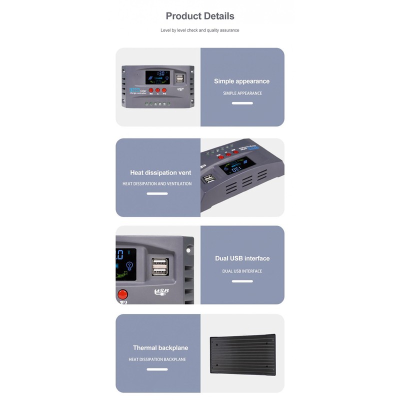 Solar Controller 12Volt/24Volt Automatic Identification Solar ReCharger LCD Display Solar
