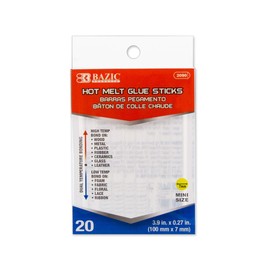 BAZIC Hot Melt Glue Sticks Dual Temp Mini 3.9" x 0.27", All Purpose Industrial Glue Stick, Quick Repair Home Improvement Crafts (20/Pack), 1-Pack