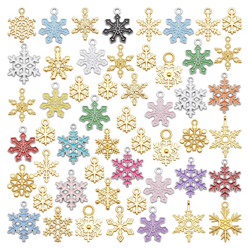 150 Pieces Christmas Snowflake Charms Assorted Silver Gold Plated Snowflake