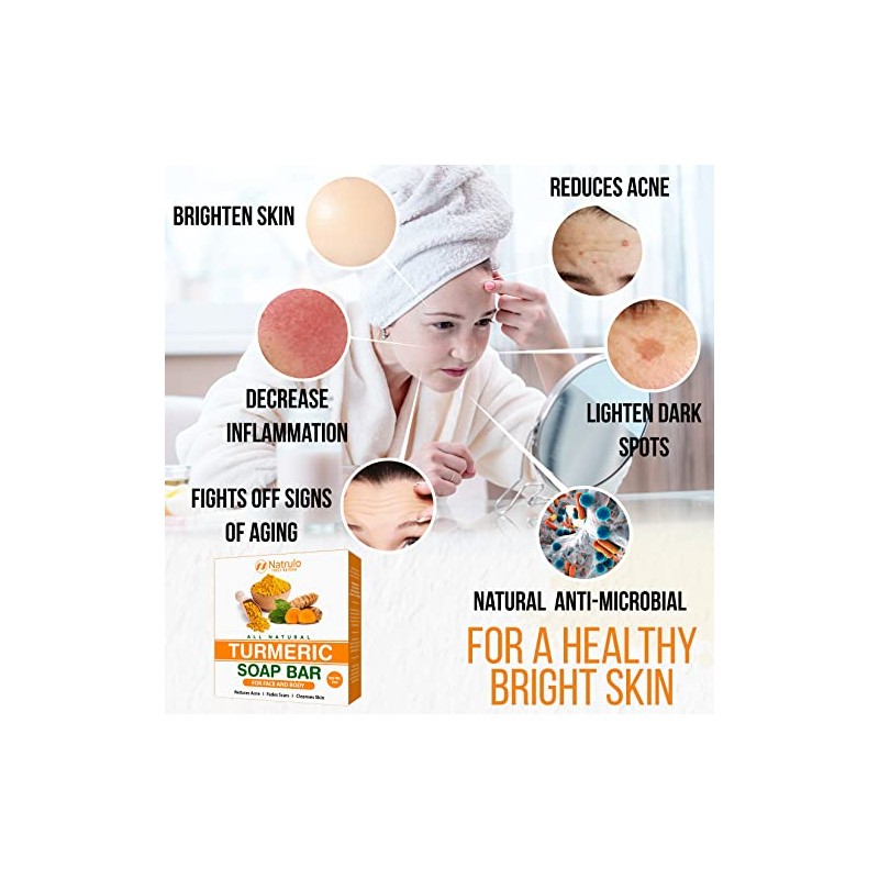 Natrulo- Jabón de cúrcuma natural para rostro y cuerpo: jabón